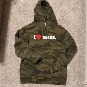 I love Baseball (BSBL) camo hoodie sz M